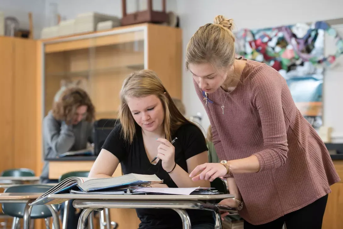 student teacher in classroom